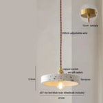 Afralia™ Minimalism LED Pendant Light Fixture Terrazzo Marble Stone Wood Hanging Lamp