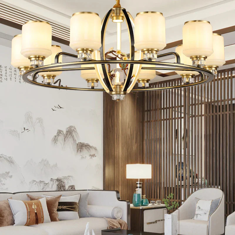 Luxe Jade Chandelier for Living Room and Villa Hall