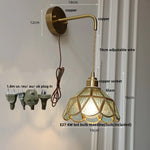 Tiffany Glass LED Wall Sconce Handcrafted Lamp, Pull Chain Switch