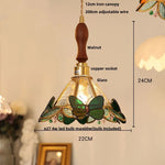 White Glass LED Pendant Light Fixture Walnut Wood Hang Lamp