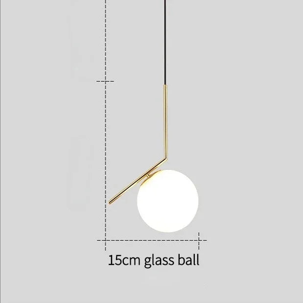 Gold Ring Glass Ball Pendant Light Fixture for Bedroom Living Room.