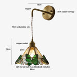 LED Butterfly Glass Wall Lamp Sconce with Pull Chain Switch