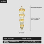 Elegant Crystal Hollow Long Chandelier for Duplex Living Room and Stairwell