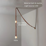 Soft Leather Marble Chandelier: Luxury Dimmable Lighting Fixture for Living Room or Cafe.