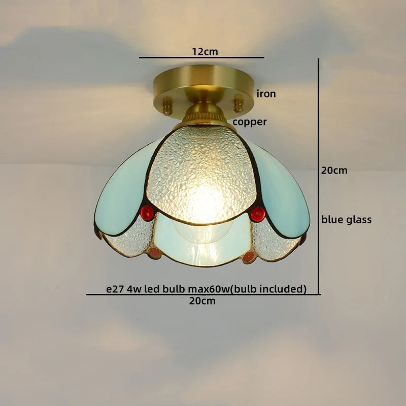 Glass Copper LED Ceiling Light - Nordic Home Lighting Fixture
