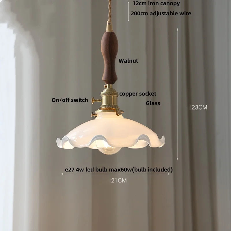 White Flower Glass LED Pendant Light - Nordic Modern Dining Room Hanging Fixture