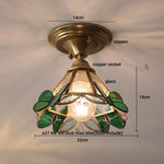 Afralia Wood Copper LED Ceiling Light Amber Glass Plafond Lamp