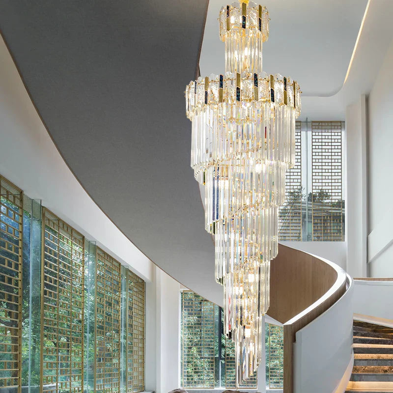 Rotating Crystal Stairwell Chandelier