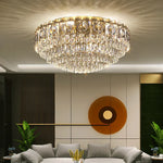 Crystal Ceiling Lamp: Modern Simple Golden Round Light for Living Room, Bedroom, Study