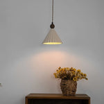 Afralia™ Minimalist LED Pendant Lamp White Ceramic Wood Hanging Light