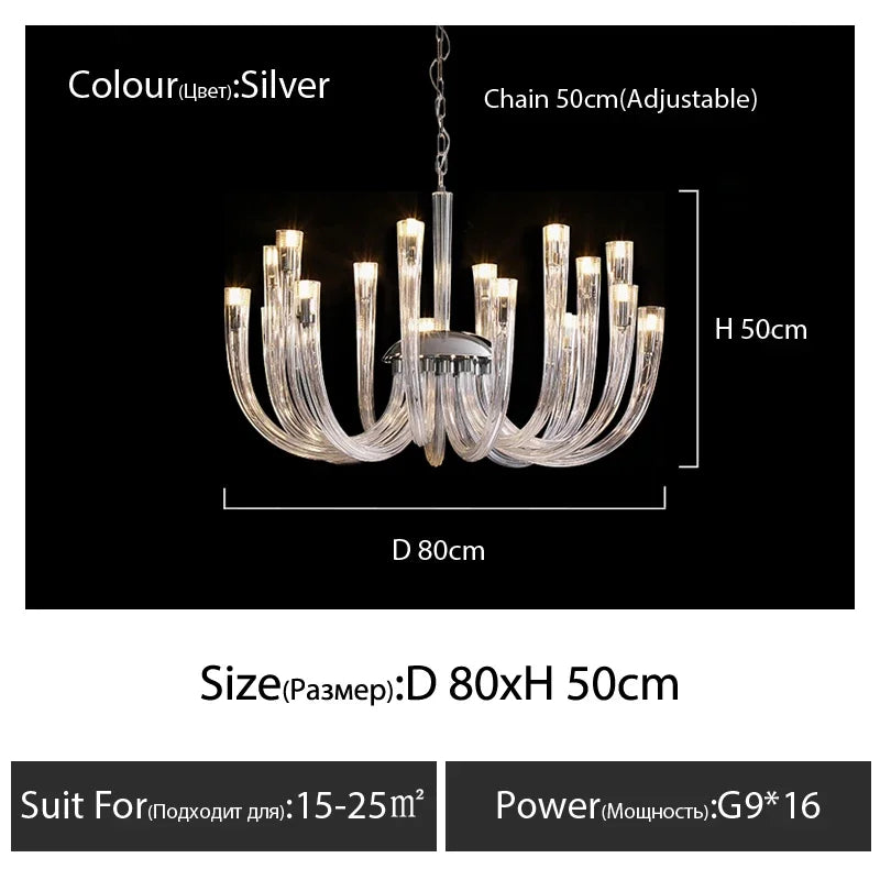 Glass Chandelier LED Hanging Light for Living Room Bedroom Dining Room - 2024 Collection.