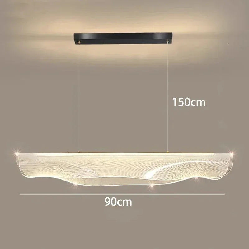 Long Curve LED Chandelier for Living Room Dining Office Decor