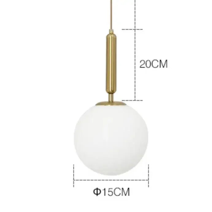 Gold Ring Glass Ball Pendant Light Fixture for Bedroom Living Room.