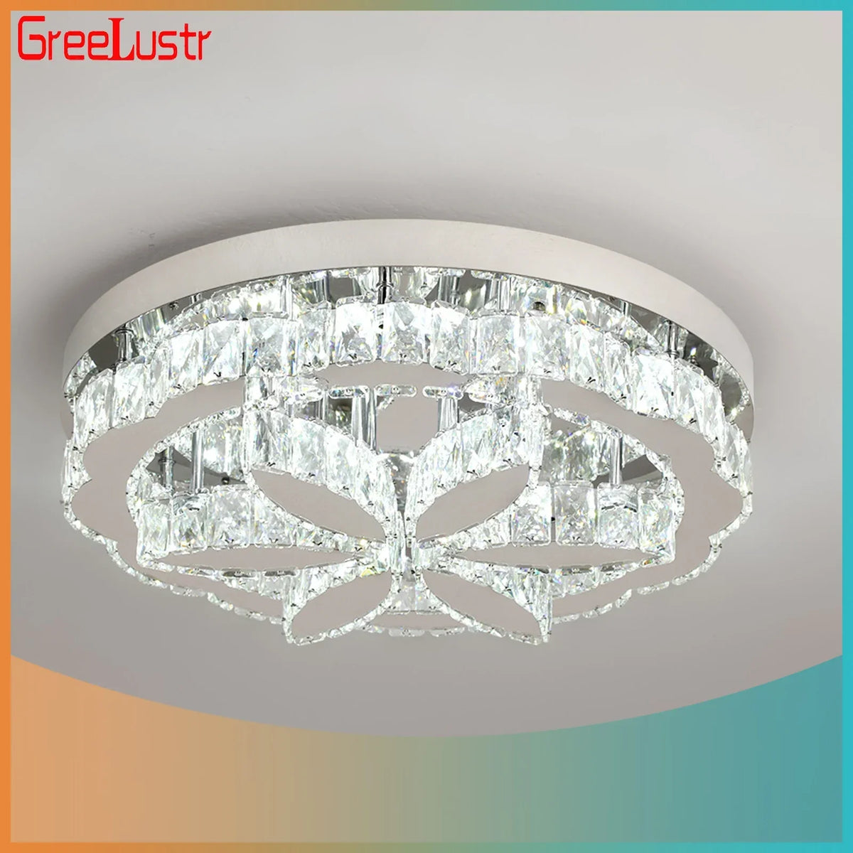Crystal Ceiling Chandelier: Modern LED Light with RC Dimming for Luxe Home Decor