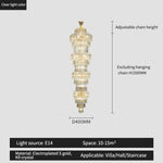 Elegant Crystal Hollow Long Chandelier for Duplex Living Room and Stairwell