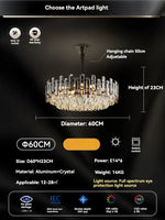 Gold Crystal Ceiling Chandelier: Luxury Modern LED Pendant for Home Décor