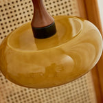 Vintage Amber LED Pendant Light Fixture Wood Glass Loft Adjustable Hang Lamp