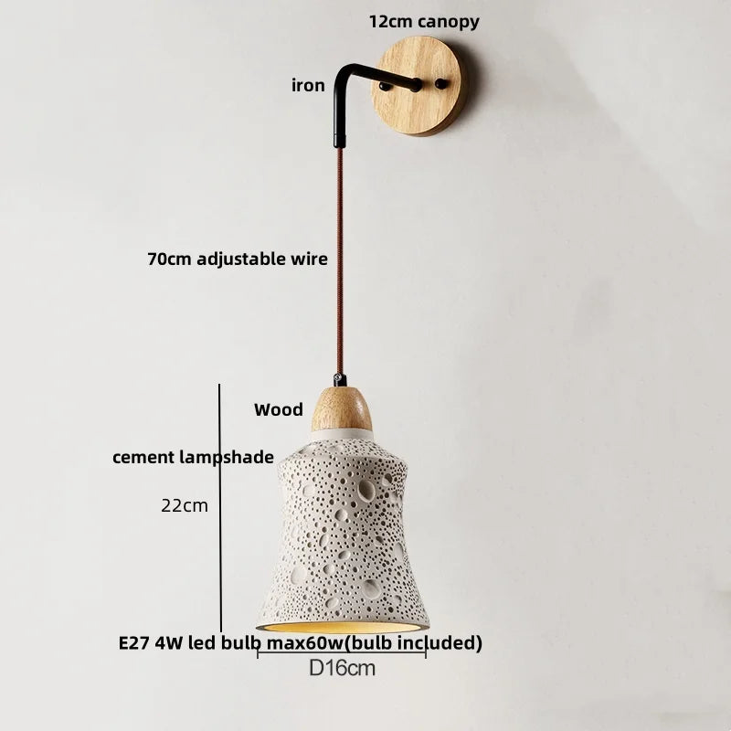 Afralia™ Loft Wood LED Wall Light with Pull Chain Switch for Home Decor