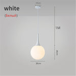 Glass Ball LED Pendant Lights for Modern Living Room, Black/White Horn Fixtures