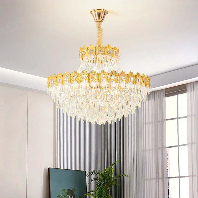 Luxury Crystal Chandelier: Elegant Lighting Solution for Living Room, Lobby, and Restaurant