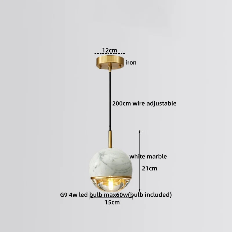 LED Marble Pendant Lamp: Modern Luxury Hanging Light for Home, Restaurant & Bedroom