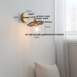 Walnut Wood LED Wall Light Fixture with Pull Chain Switch, Rotating Up Down Design