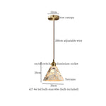 Terrazzo Half Circle LED Hanging Pendant Light Vintage Japanese Style