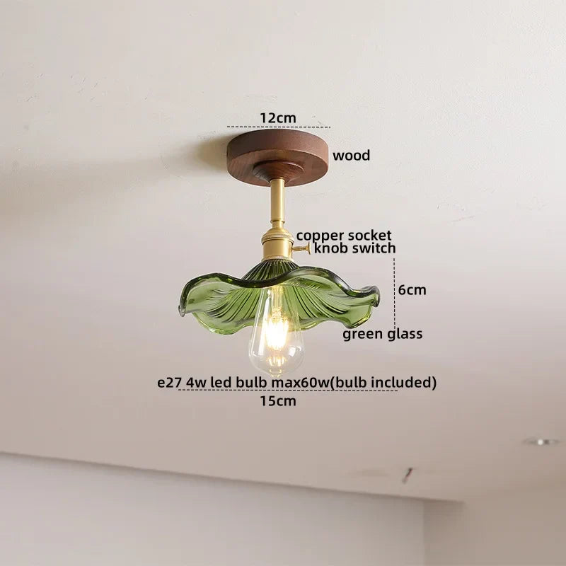 Yellow Glass LED Ceiling Lamp - Modern Nordic Style Lighting Fixtures