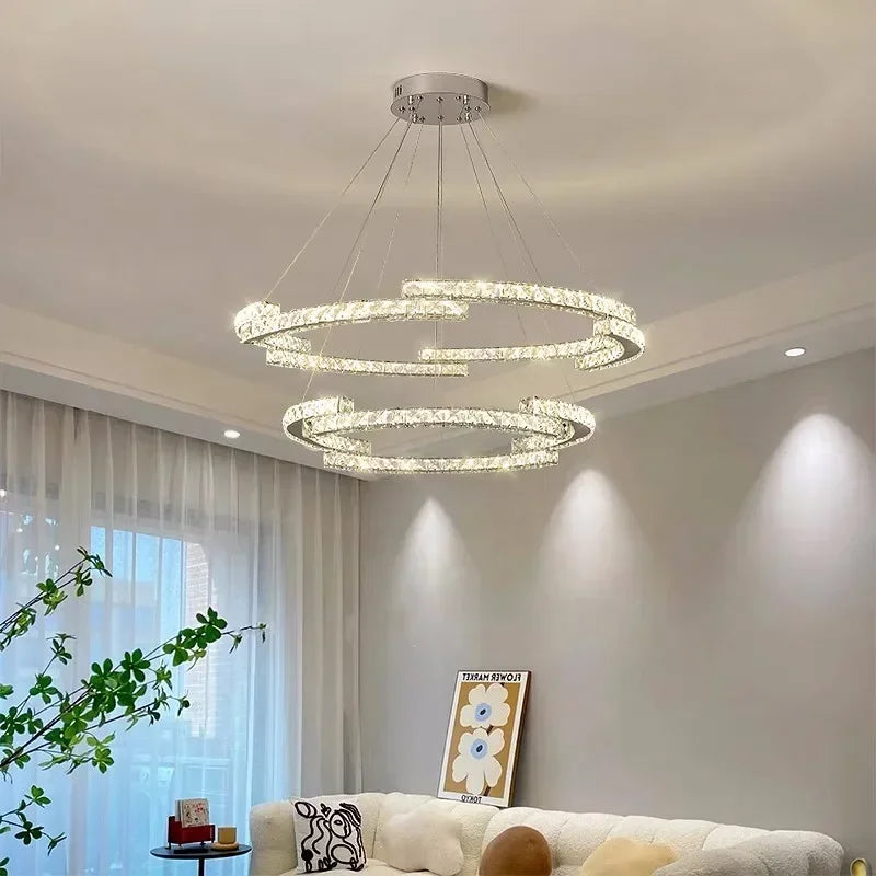 Crystal LED Chandelier Pendant Light Modern Luxury Foyer Ceiling Lamp
