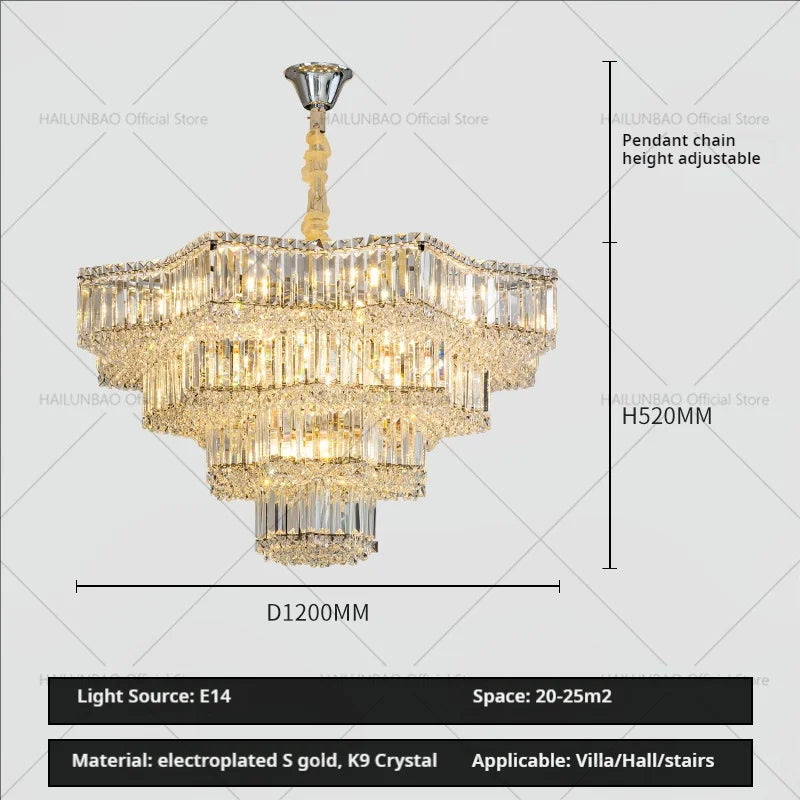 Light Crystal Chandelier: European Style for Living, Dining & Study Rooms