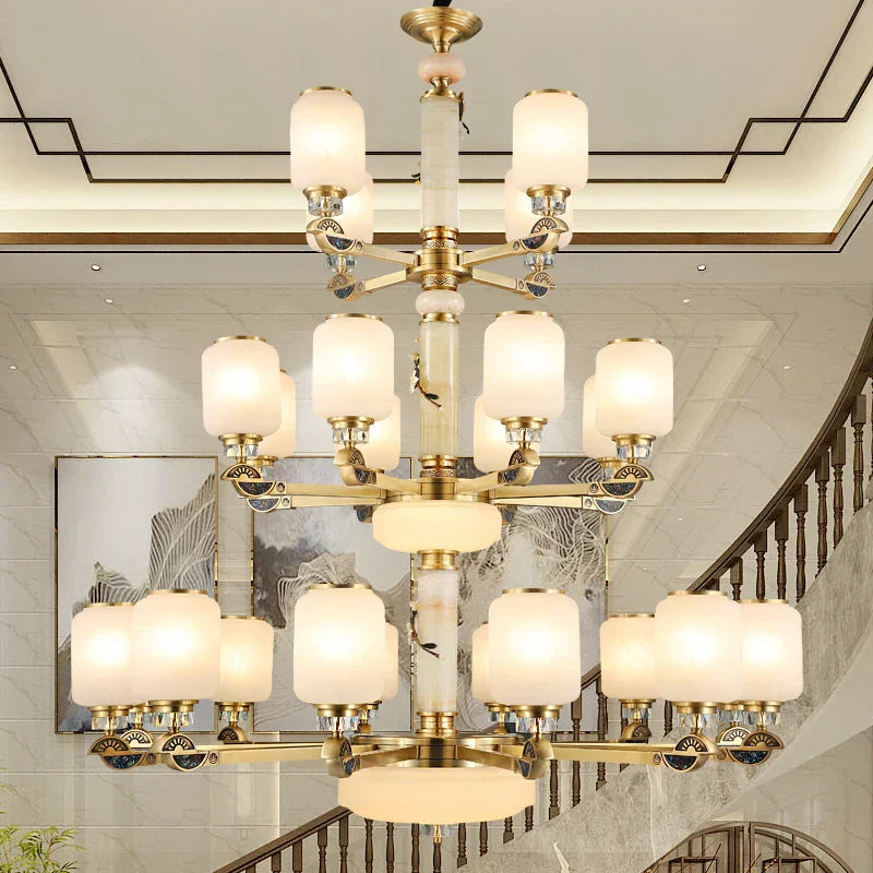 Luxe Jade Chandelier for Living Room, Villa, and Duplex Hall