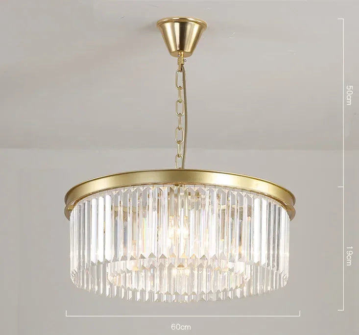 Metal Crystal Pendant Light Chandelier for Living Room, LED Hanging Lamp