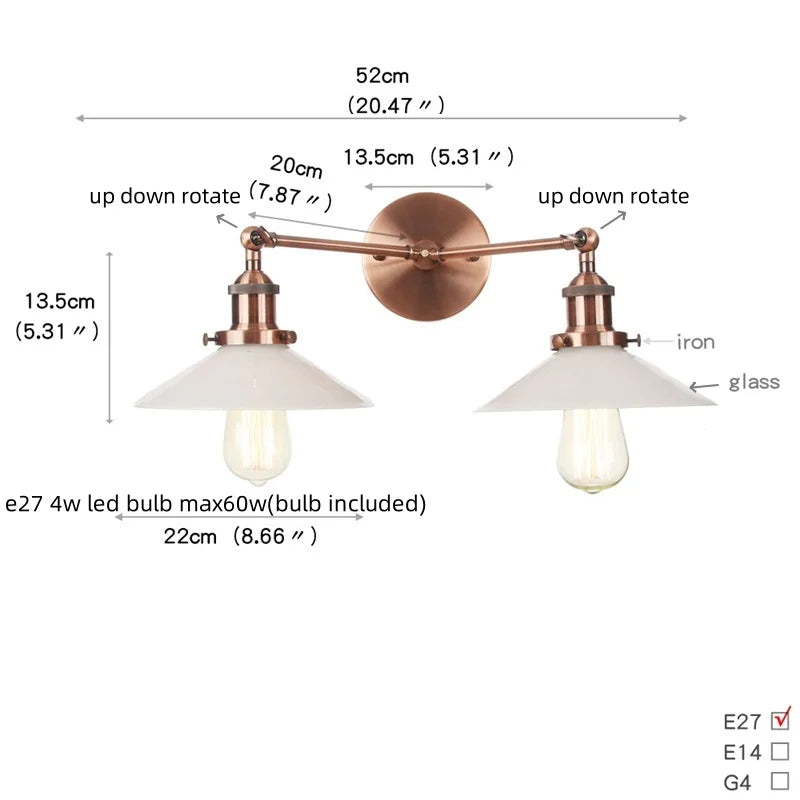 Vintage Loft Art Glass Wall Lamp - LED Study Aisle Bedside Light