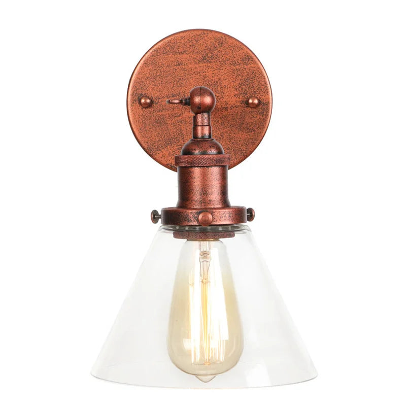 Clear Glass Iron LED Wall Lamp Stair Light Fixtures Rustic Industrial Vintage