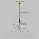 Glass LED Pendant Light Modern Wood Copper Hanglamp for Bar Cafe Loft