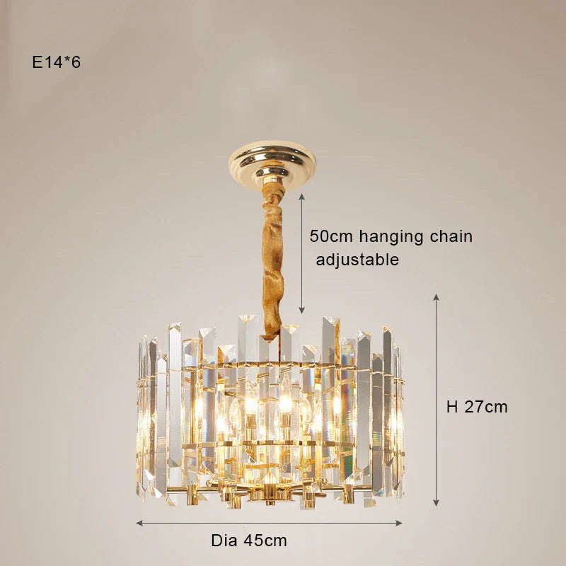 Crystal Round Chandelier Gold LED Modern Lustres for Living Room