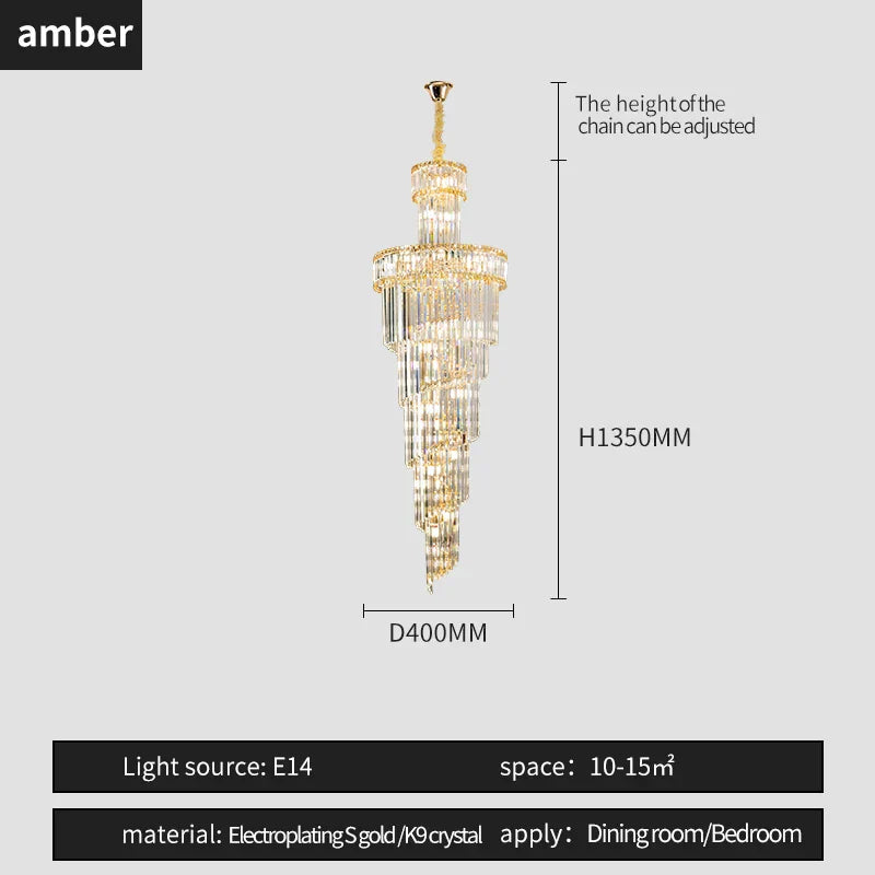 Crystal Spiral Chandelier Duplex for Modern Spaces