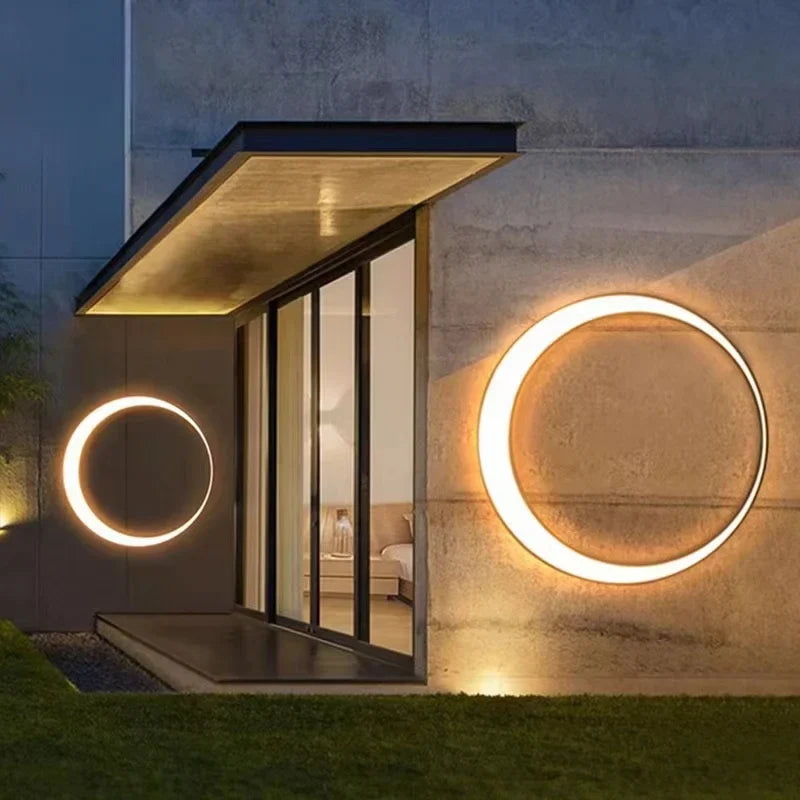 Moon Outdoor Patio Light IP65 Waterproof Stainless Steel Round Wall Light