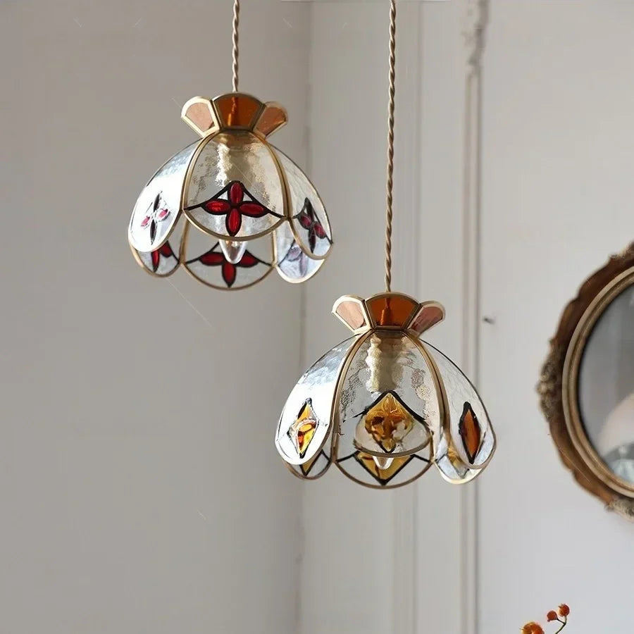 Afralia™ Tiffany Handcraft Glass Pendant Light - Japan Style Dining Room Hanging Lamp