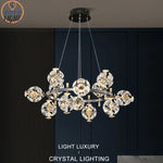 Sunflower Crystal Chandelier: Luxury Gold & Black LED Pendant Light