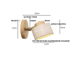 Yellow Travertine Stone Natural Wood LED Wall Light Bedside Lamp