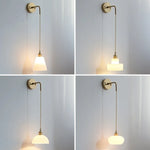 Nordic LED Wall Lamp Pull Chain Copper Glass Stair Light Sconce