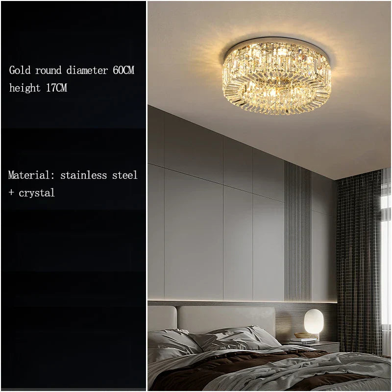 Crystal LED Ceiling Lamp for Chic Living, Bedroom, and Dining Room