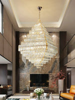 Square Pyramid Crystal Chandelier for Living Room & Hotel Lobby