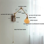 White Ceramic LED Wall Light Nordic Modern Copper Rotatable Bedside Lamp