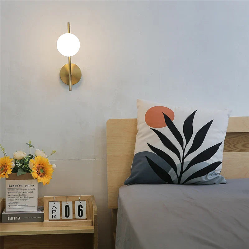Glass Ball LED Wall Light: Modern Indoor Bedroom Lamp for Home Decor