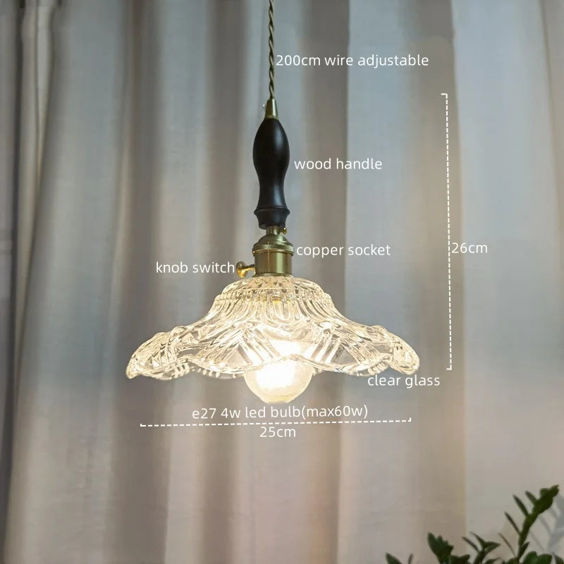Modern Wood Handle LED Pendant Light for Dining Room, Balcony, Kitchen