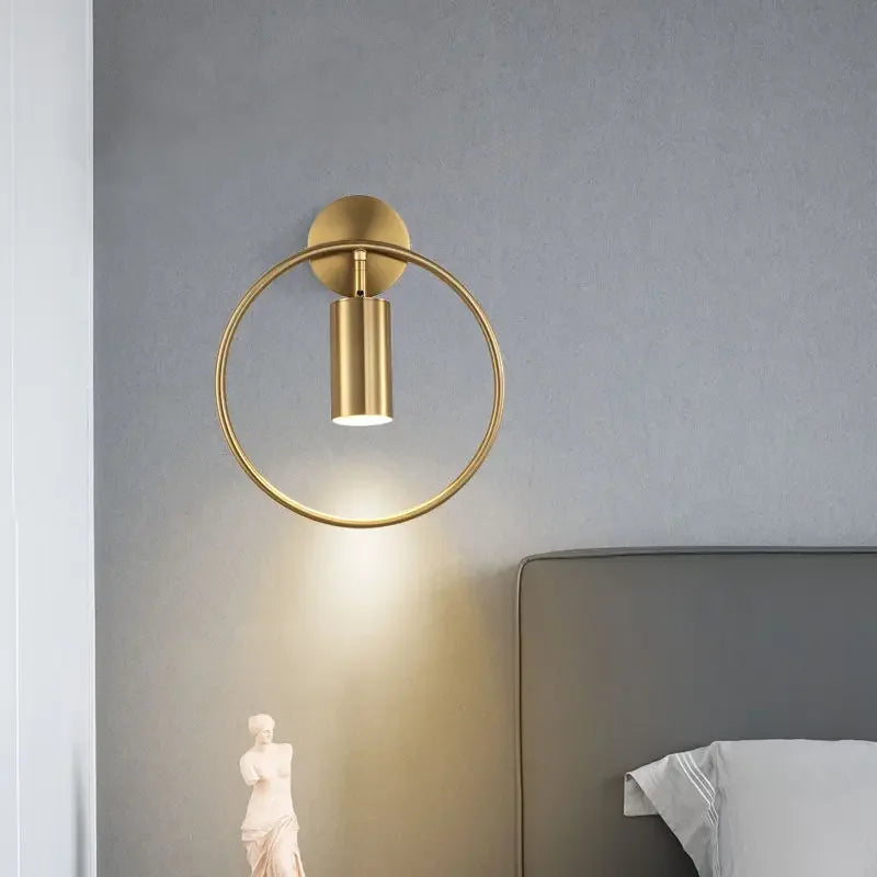 Adjustable LED Brass Gold Ring Wall Sconce Light for Home Hotel Bar