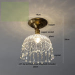 Glass Grid LED Ceiling Lamp: Luxury Crystal Nordic Copper Ceiling Lights