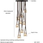 Glass Pendant Chandelier: Modern Leather Belt Luxury LED Lighting for Home Decor